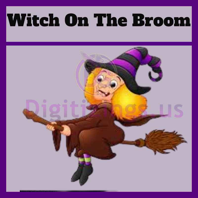 Witch On The Broom Halloween Machine Embroidery Designs